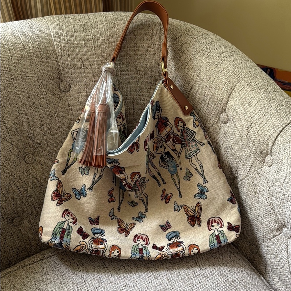 Stylish Beige Printed Women's Bag